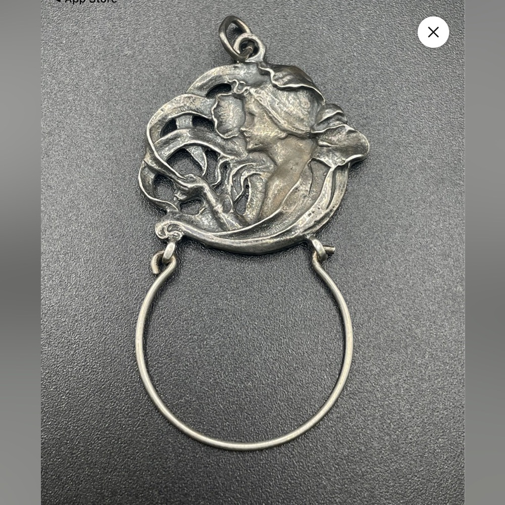 Art Nouveau Sterling Silver Pendant Necklace